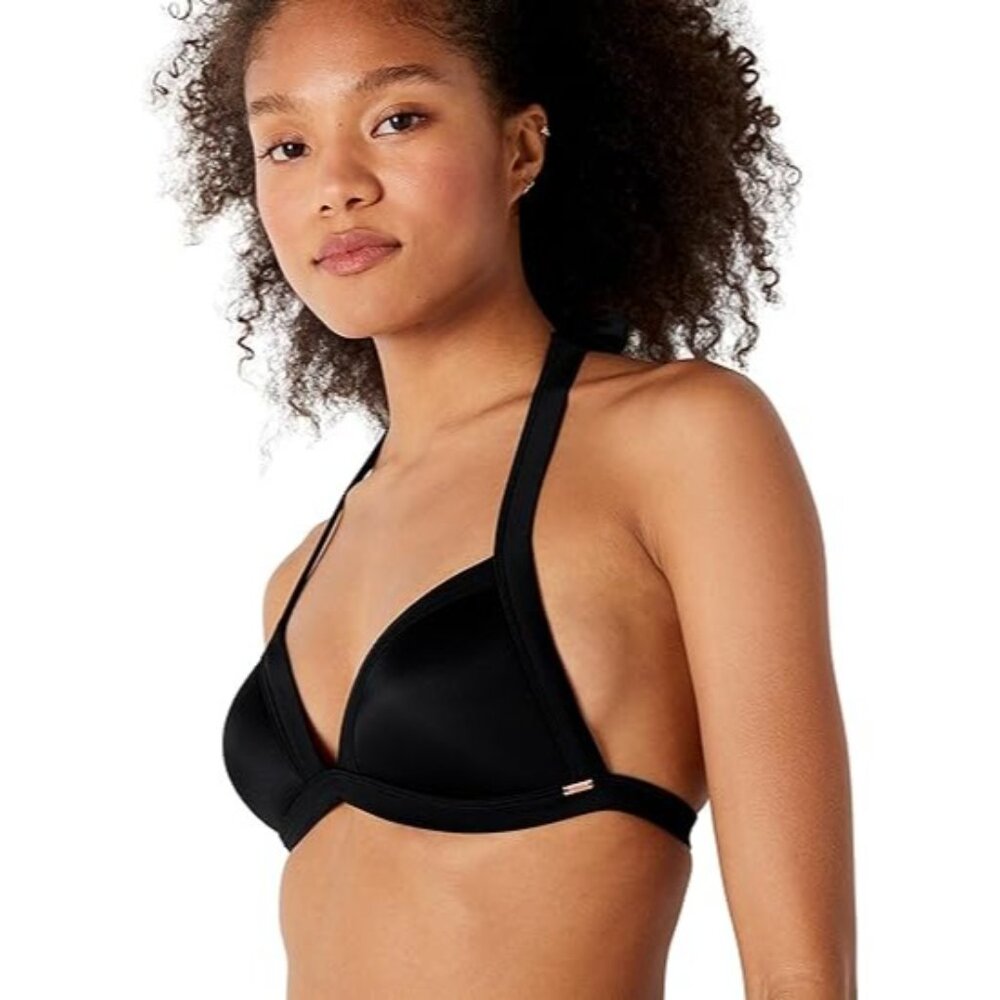 NEW Victoria's Secret Pink Push Up Triangle Bikini Top Swimwear Size S-DD Black